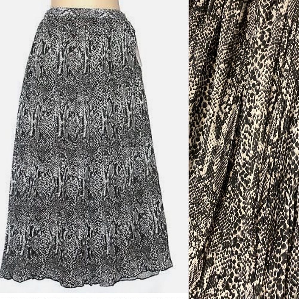 Pleated Snakeskin print maxi pull on plus size Skirt Prairie boho cottagecore 1X
